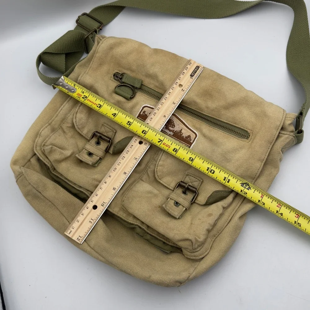 Disney Animal Kingdom Messenger Bag Khaki Canvas Crossbody Safari Field Bag 1998